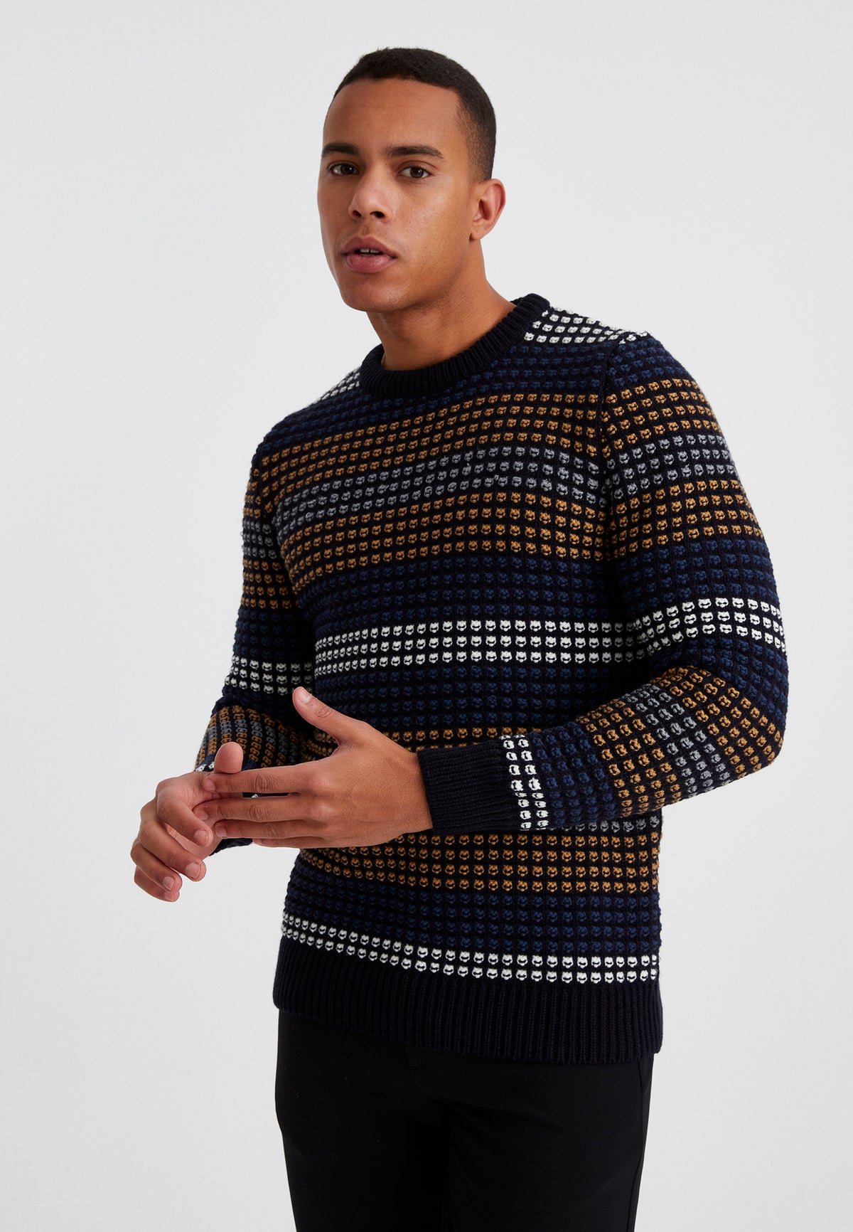 Leif Nelson Herren Strickpullover mit Rundhals