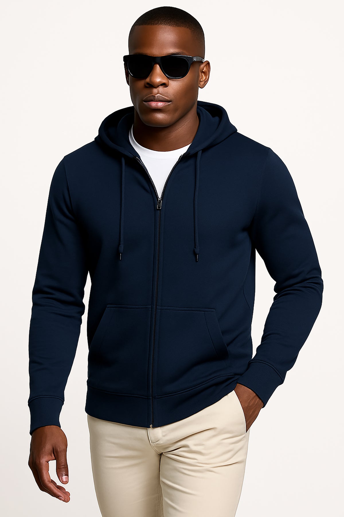 Taillierte Zip-Sweatjacke mit Kapuze