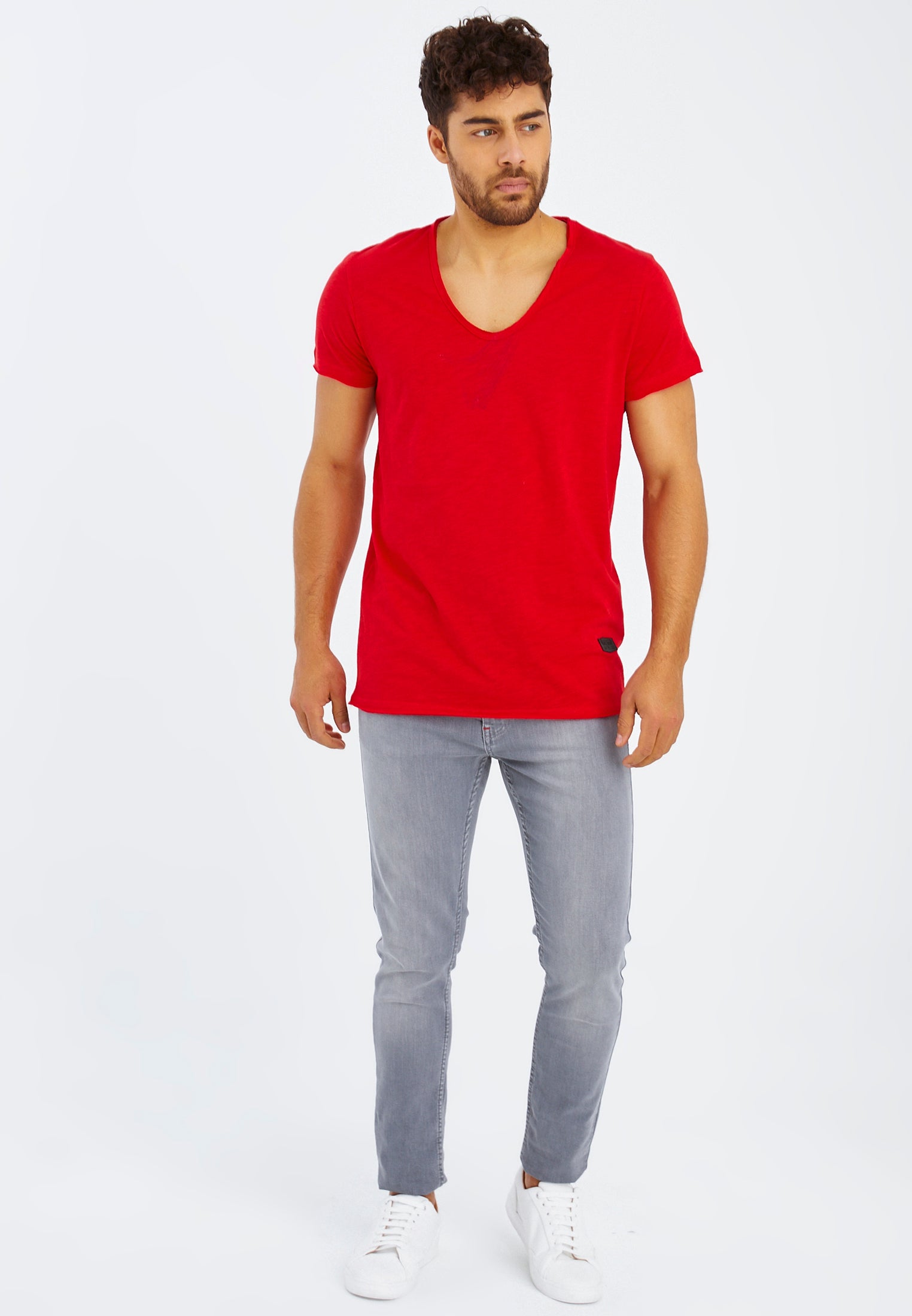 Leif Nelson Herren T-Shirt V-Ausschnitt – Lässiges Baumwoll-Shirt Für Den Sommer, Regular Fit