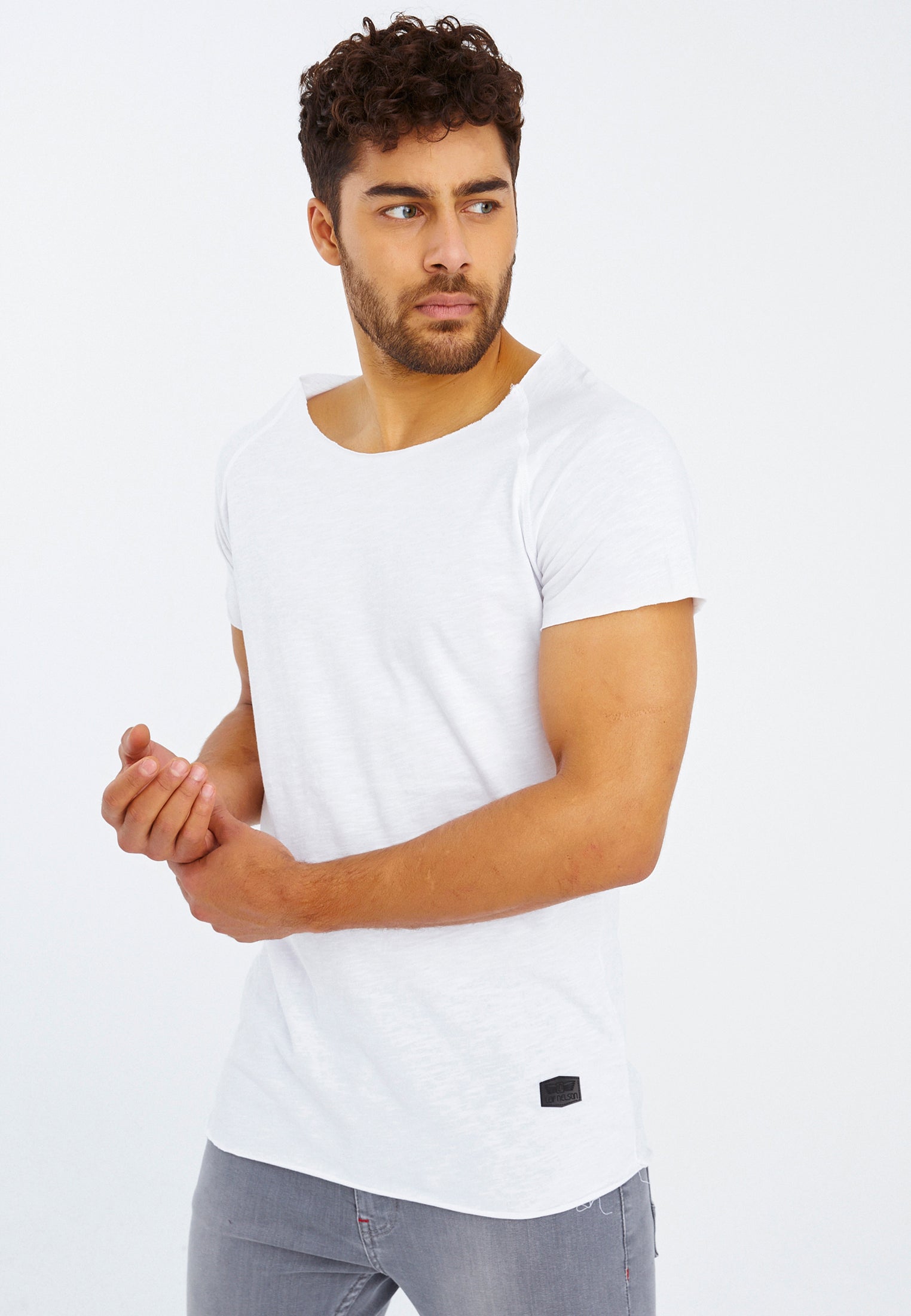 Leif Nelson Herren Basic T-Shirt – Rundhals, Feinstrick, Regular Fit In Grau (XXL)