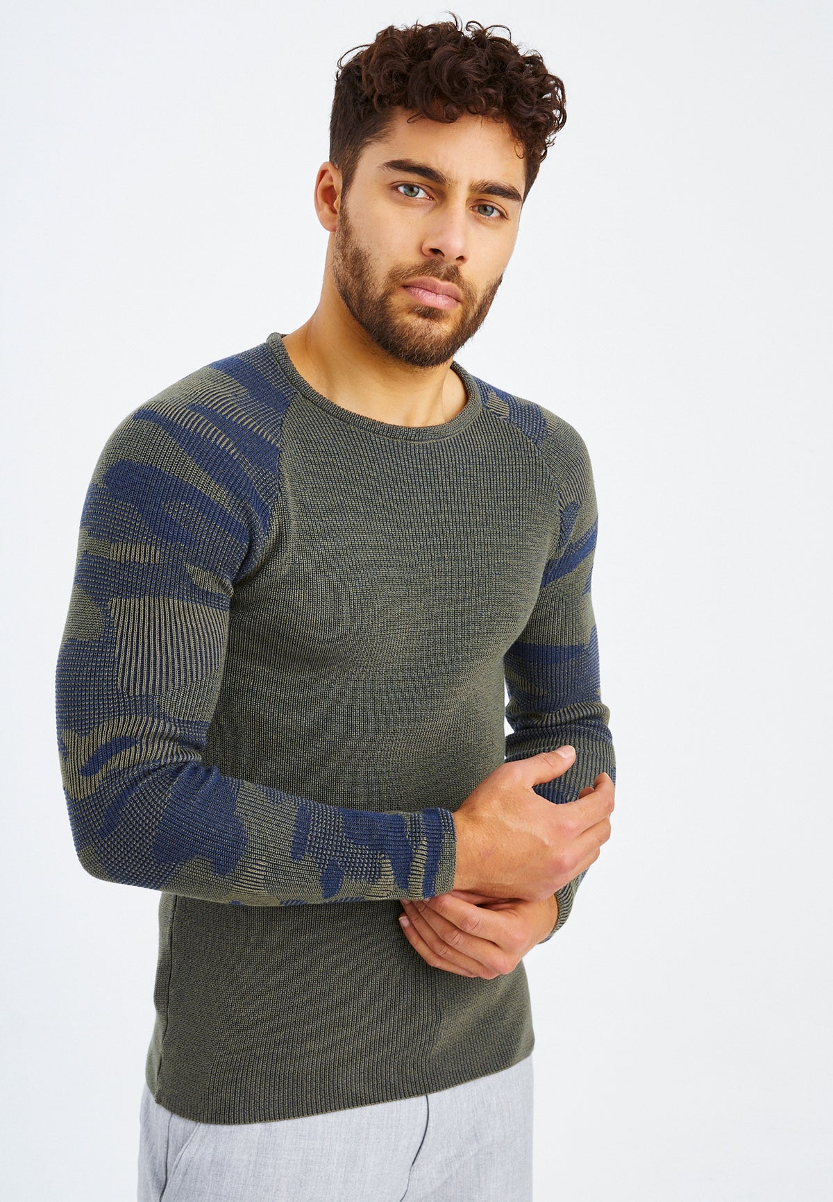 Men's knitted sweater fine knit round neck – Leif Nelson